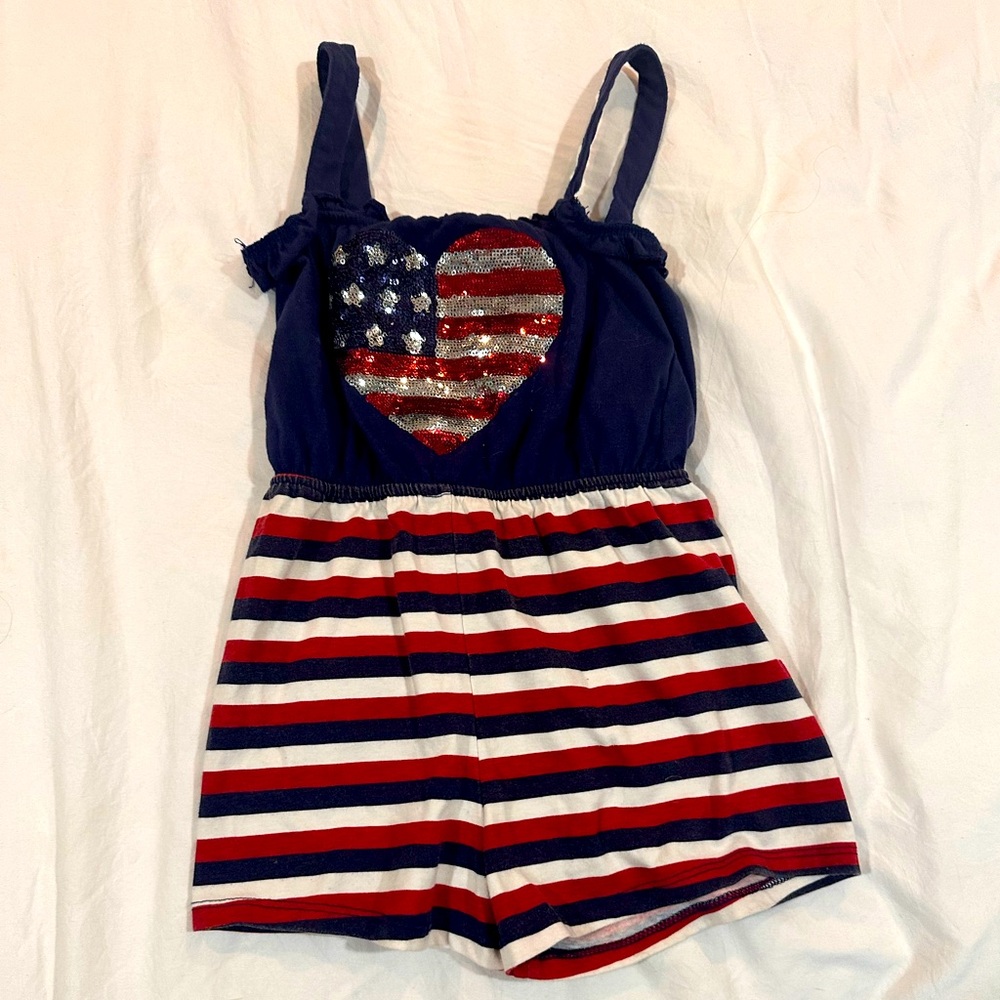 American Flag one piece girls jumper